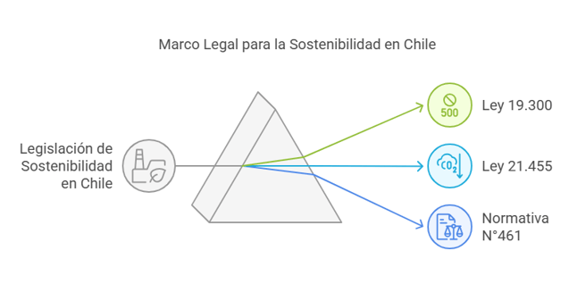 Diagrama que proyecta las principales legislaciones de sostenibilidad para empresas en Chile